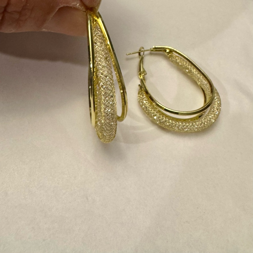 Elegant Gold and Silver Hoop Earrings NWOT
